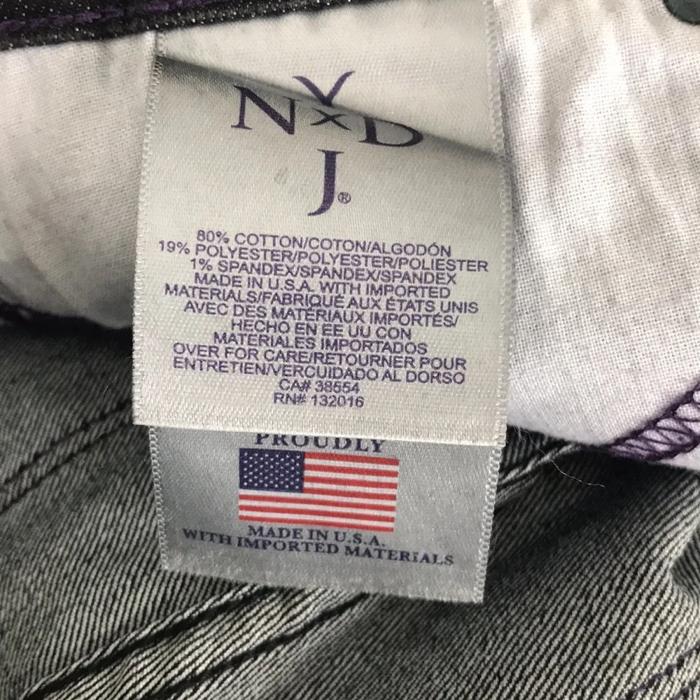 NYDJ Slim Ankle Jeans Black Denim Size 0 Made in USA